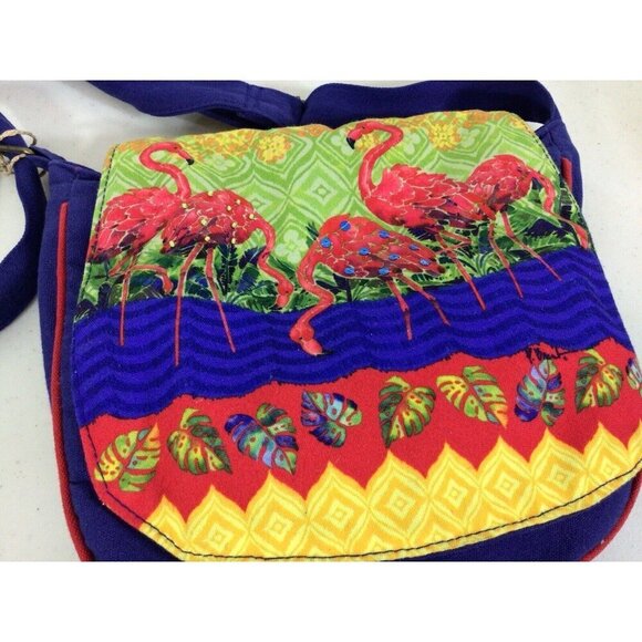 Paul Brent Messenger Bag Purse Tropical Pink Flamingos - Picture 6 of 12